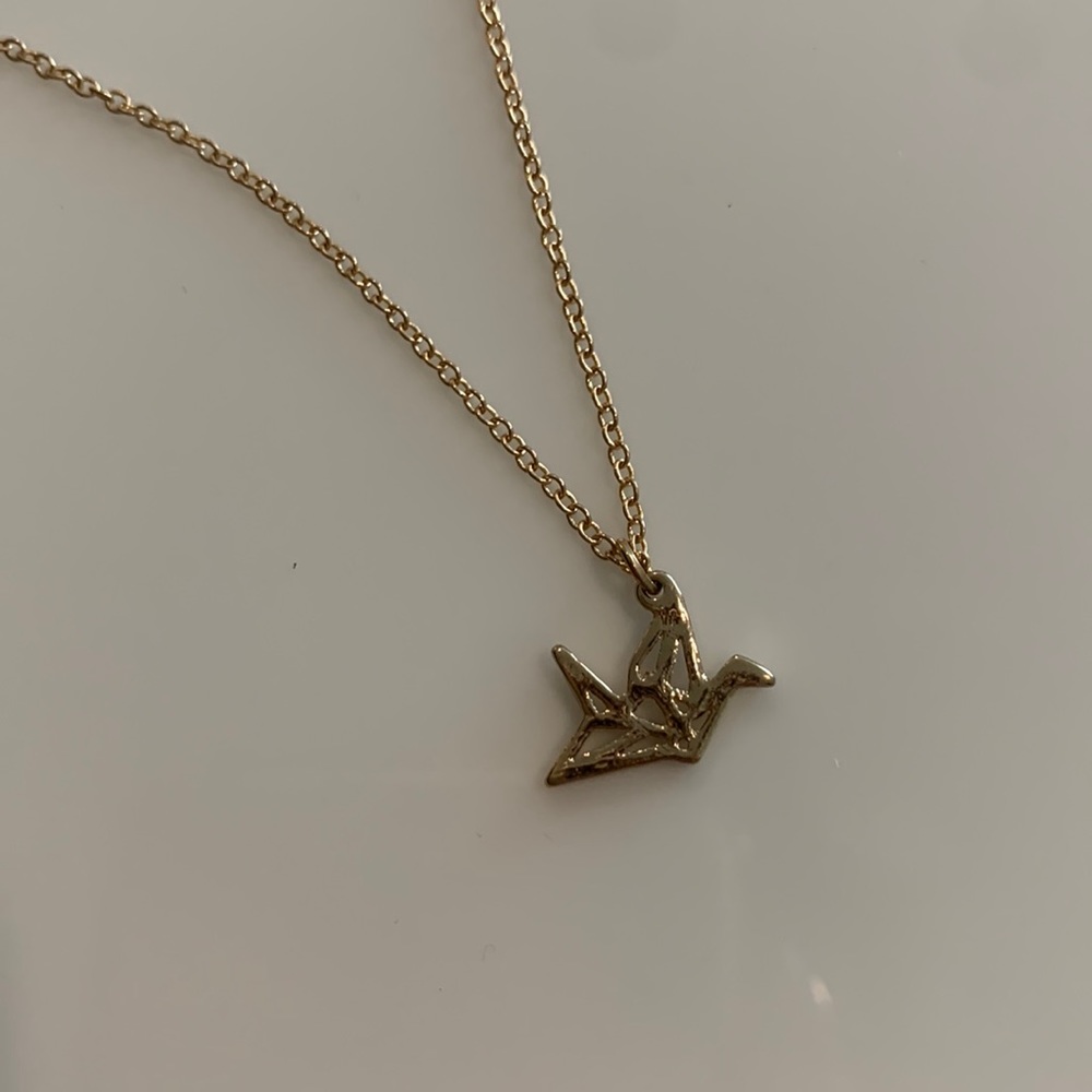 Gold Paper Bird Necklace